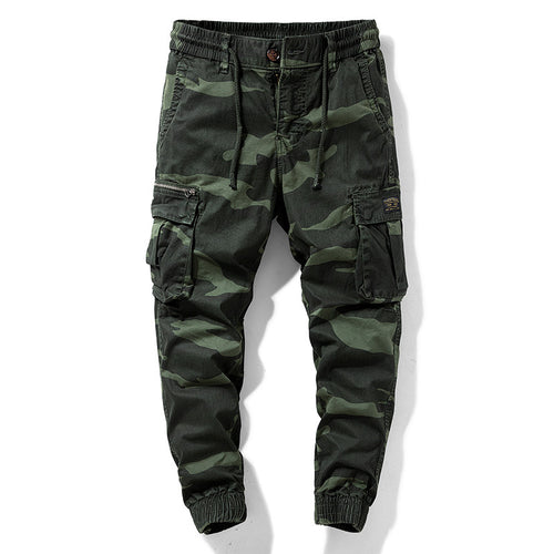 Herren Camouflage‑Cargo‑Jogger aus robustem Baumwollmix mit Tunnelzugbund, Reißverschluss‑Tasche und gerippten Knöcheln Nord Taschen