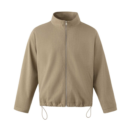 Herren Leichte Baumwoll-Mischgewebe-Utility-Jacke mit Stehkragen und Kordelzug Nord Taschen