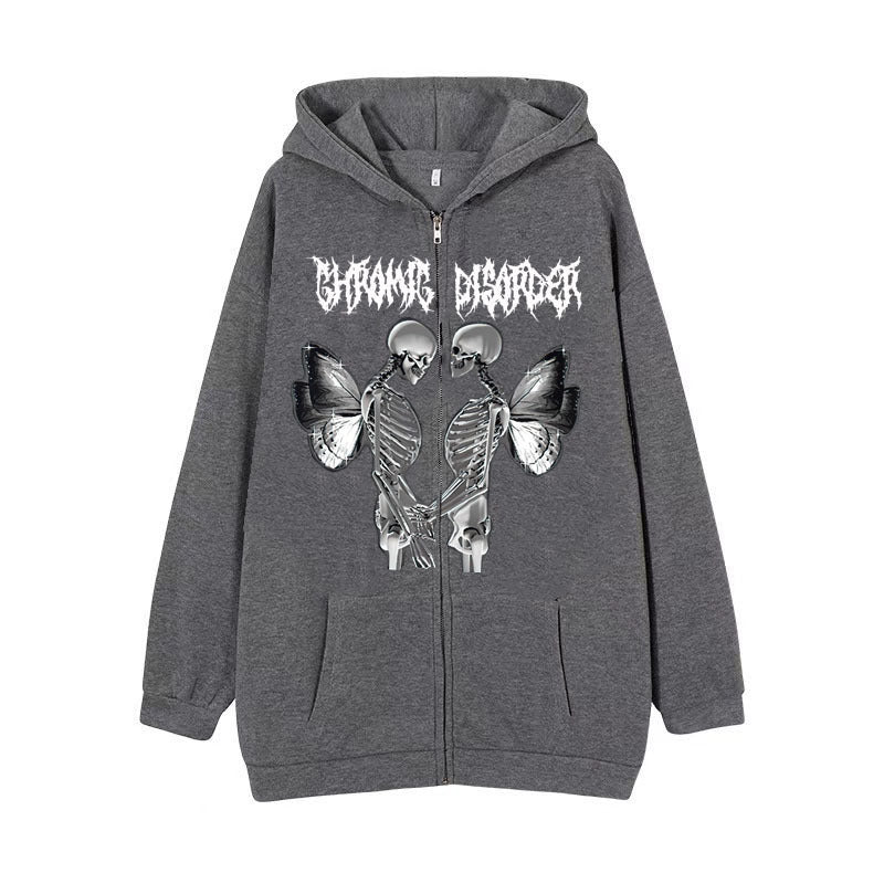 Damen nan Kapuzenjacke mit durchgehendem Reißverschluss und Rippenherz-Print Nord Taschen