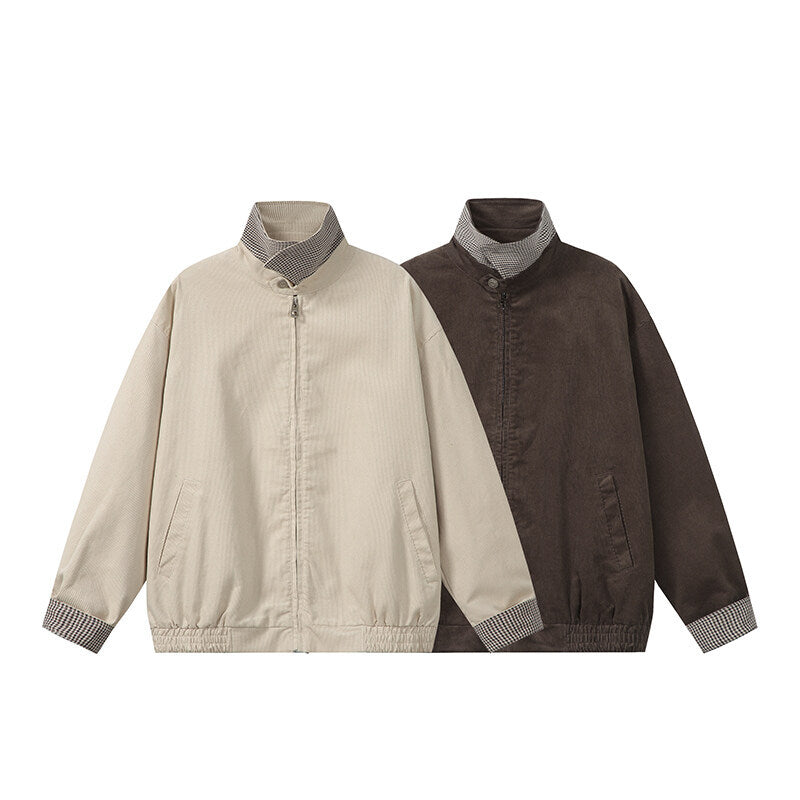 Herren Kastig geschnittene Cord-Blousonjacke mit verdecktem Reißverschluss und elastischem Saum Nord Taschen