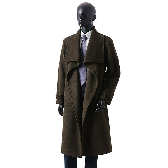 Herren Eleganter Langmantel aus Wollmix mit großzügigem Schalkragen und Krempelmanschetten Nord Taschen