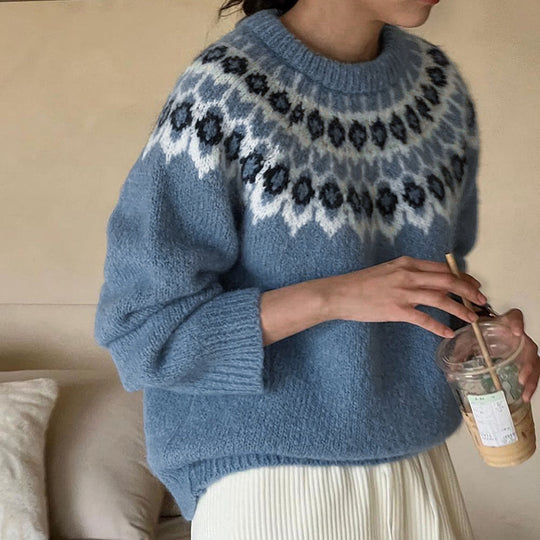 Damen Gemusterter Strickpullover mit Norweger-Motiv Nord Taschen