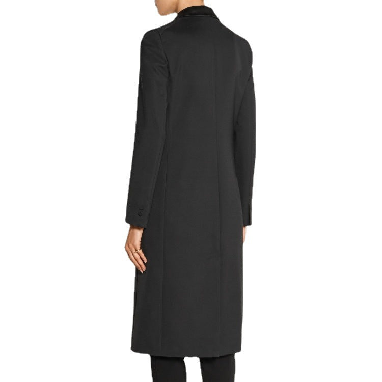 Damen taillierter Longcoat im Smoking‑Look mit Schalkragen Nord Taschen