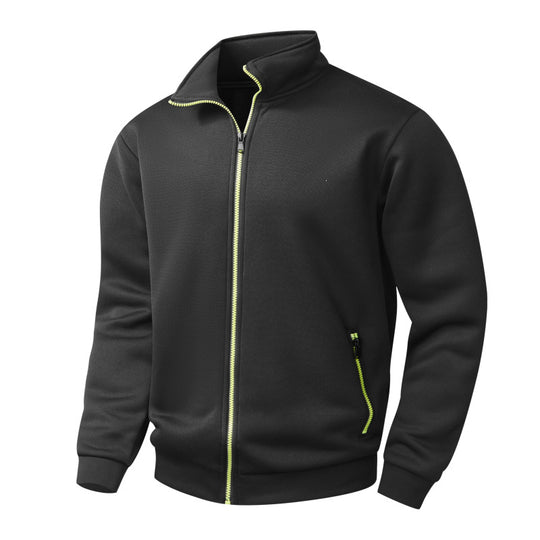 Herren Melierte Reißverschluss-Fleecejacke mit Stehkragen, wärmender Struktur & Kontrastzipper Nord Taschen