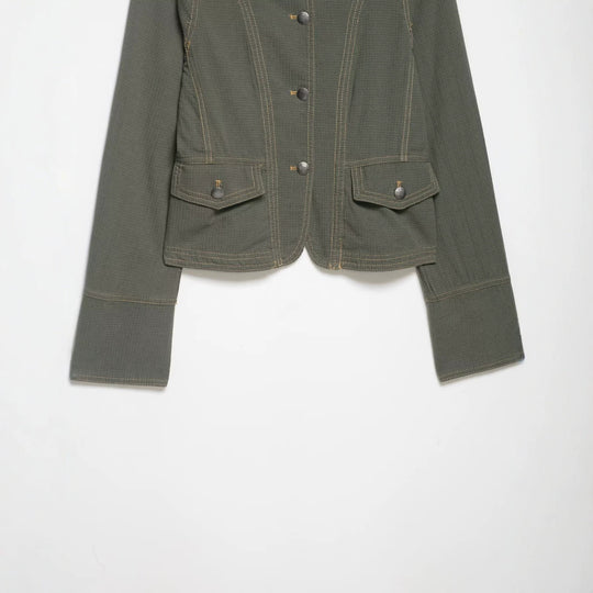 Damen Kurze Utility-Jacke mit Stehkragen, Schulterklappen und aufgesetzten Pattentaschen Nord Taschen