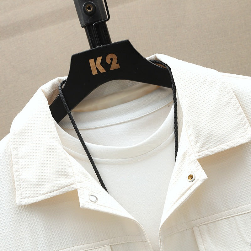 Herren Texturiertes Overshirt im Boxy‑Cut mit Druckknopfleiste & Pattentaschen Nord Taschen
