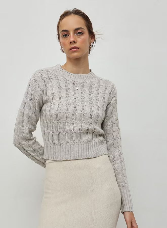 Damen Eleganter Strickpullover mit Zopfmuster Nord Taschen