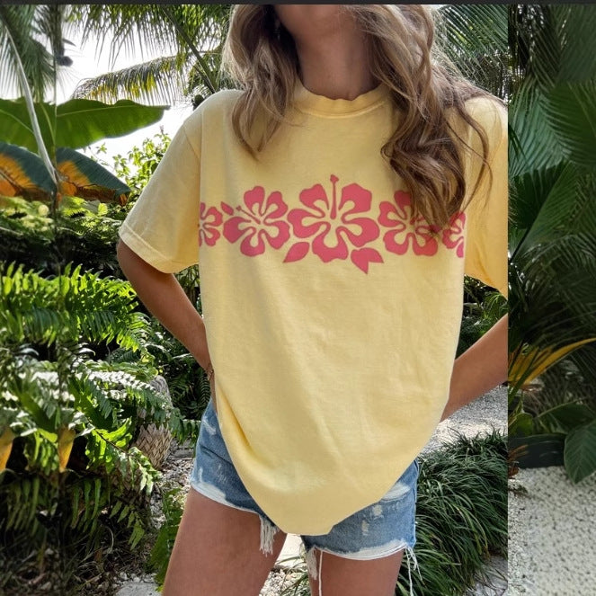 Damen T-Shirt mit floralem Grafikdruck Nord Taschen
