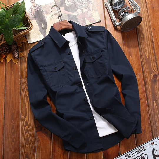 Herren Field-Overshirt aus Baumwollmix mit Brustklappen und Schulterpatten Nord Taschen