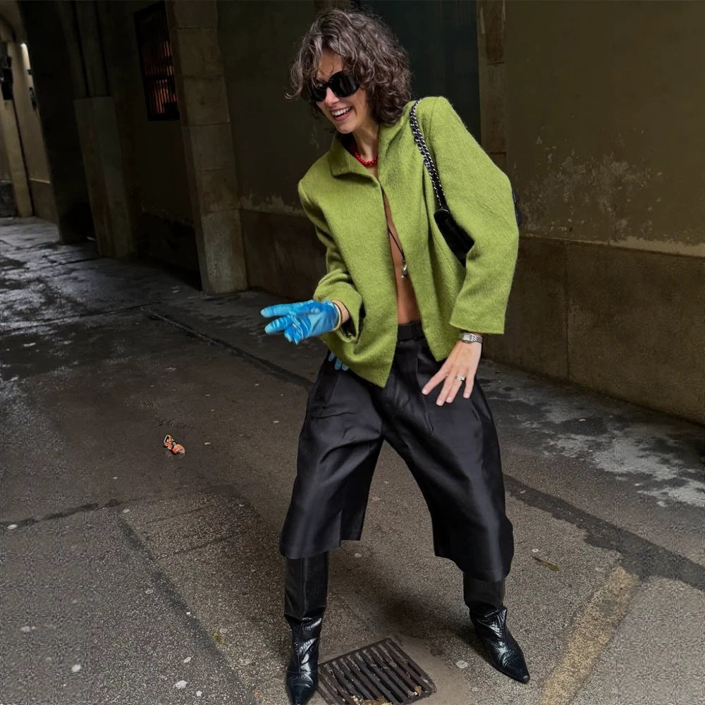 Damen Kurzblazer aus strukturiertem Bouclé mit kastiger Silhouette Nord Taschen