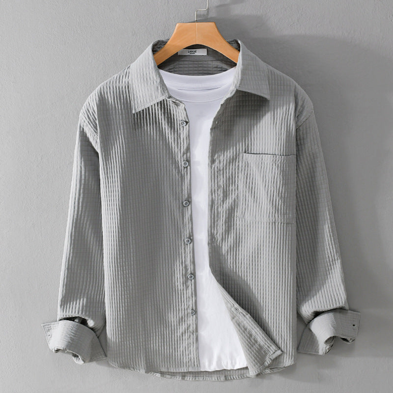 Herren Texturiertes Waffelstruktur-Overshirt mit Brusttasche und legerer Passform Nord Taschen