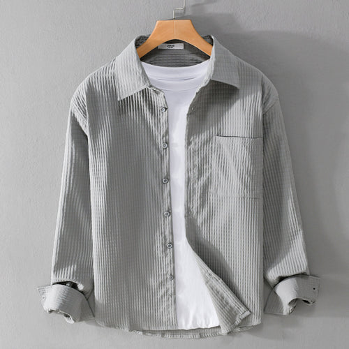Herren Texturiertes Waffelstruktur-Overshirt mit Brusttasche und legerer Passform Nord Taschen