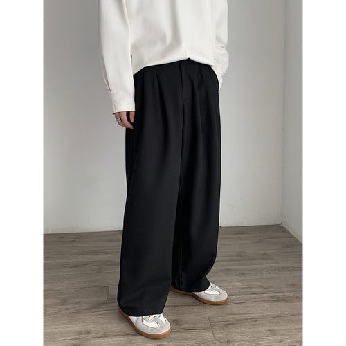 Damen Hochtaillierte weite Bundfalten-Hose mit geradem Bein Nord Taschen