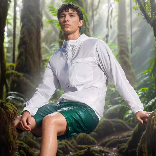 Herren Leichte atmungsaktive Outdoor-Windjacke mit Kapuze und Reißverschluss Nord Taschen