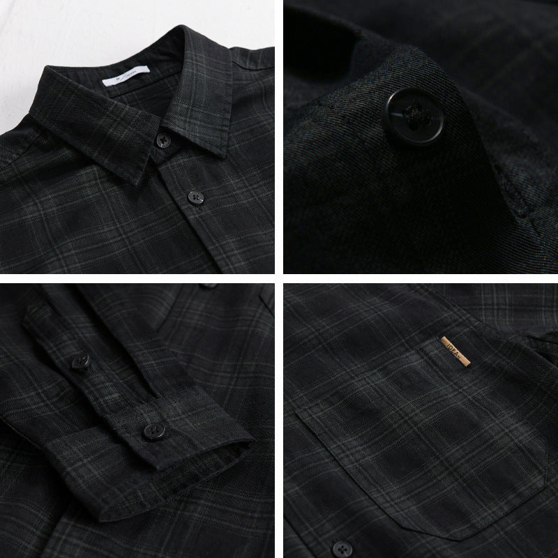 Herren Kariertes Hemdjacken-Overshirt aus leichtem Twill mit Brusttasche Nord Taschen