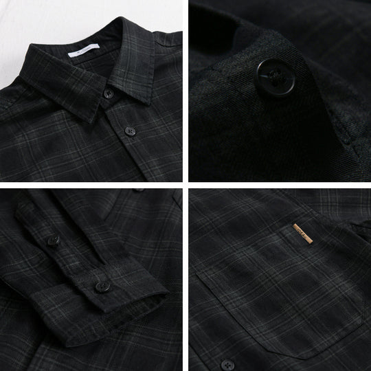 Herren Kariertes Hemdjacken-Overshirt aus leichtem Twill mit Brusttasche Nord Taschen