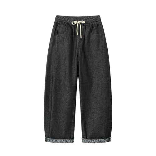 Damen Culotte-Jeans mit elastischem Tunnelzugbund und gemustertem Umschlag Nord Taschen