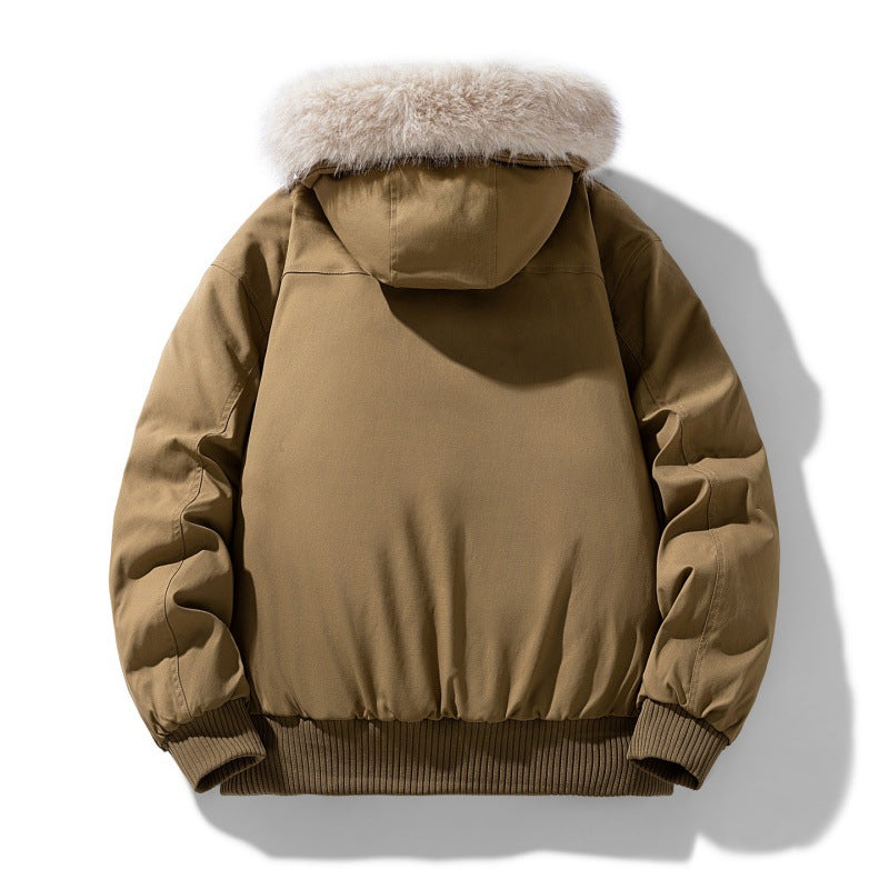 Herren Wattierte Winterjacke mit Kunstpelz-Kapuze, gestepptem kariertem Innenfutter und Bomberbündchen Nord Taschen