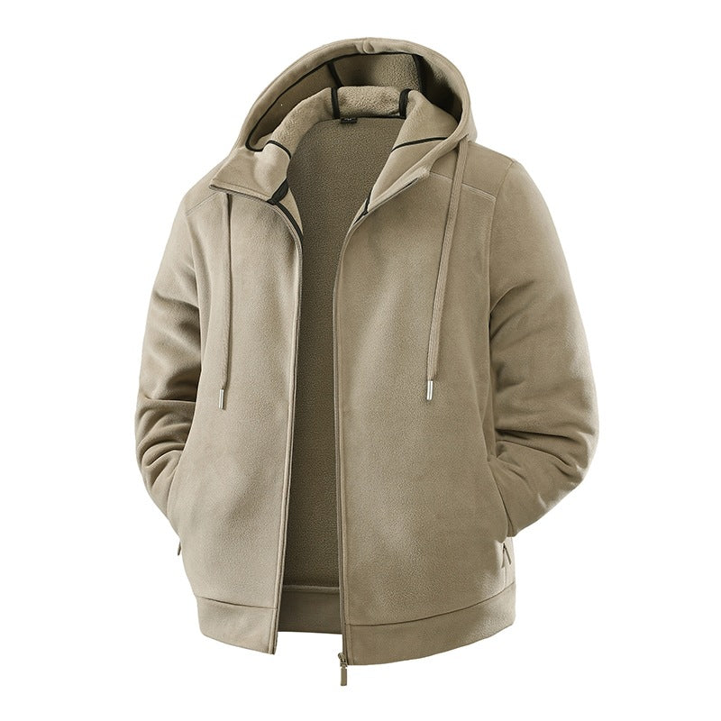 Herren Fleece-Softshell Hybridkapuzenjacke mit Teddy-Innenfutter & verstellbarer Kapuze Nord Taschen