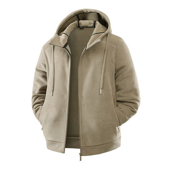 Herren Fleece-Softshell Hybridkapuzenjacke mit Teddy-Innenfutter & verstellbarer Kapuze Nord Taschen