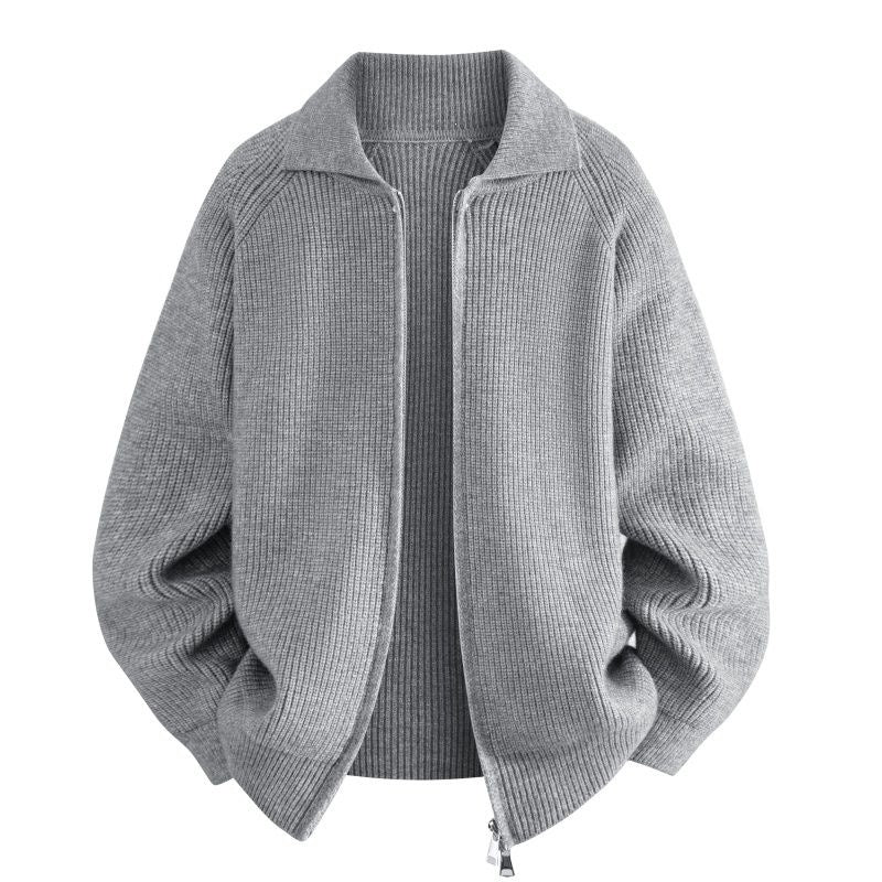 Damen Oversize-Strickjacke mit durchgehendem Reißverschluss, gerippter Struktur & Stehkragen Nord Taschen