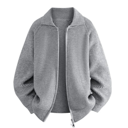 Damen Oversize-Strickjacke mit durchgehendem Reißverschluss, gerippter Struktur & Stehkragen Nord Taschen