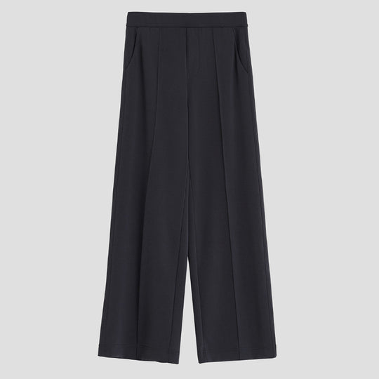 Damen Weite Palazzo-Hose aus Ponte-Jersey mit elastischem Komfortbund und Bügelfalte Nord Taschen
