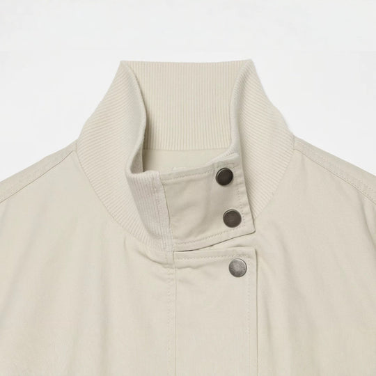 Damen Boxy Kurzblouson mit hohem Rippstehkragen und Tunnelzugsaum Nord Taschen