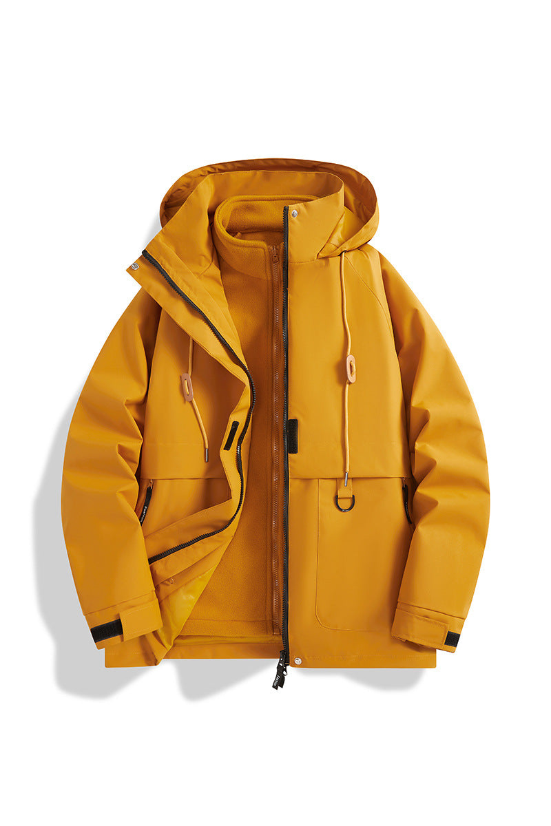 Herren Mehrlagige Softshell-Utilityjacke mit integriertem Fleece-Innenjackett, Kordelzugkapuze und Multifunktions-Taschen Nord Taschen