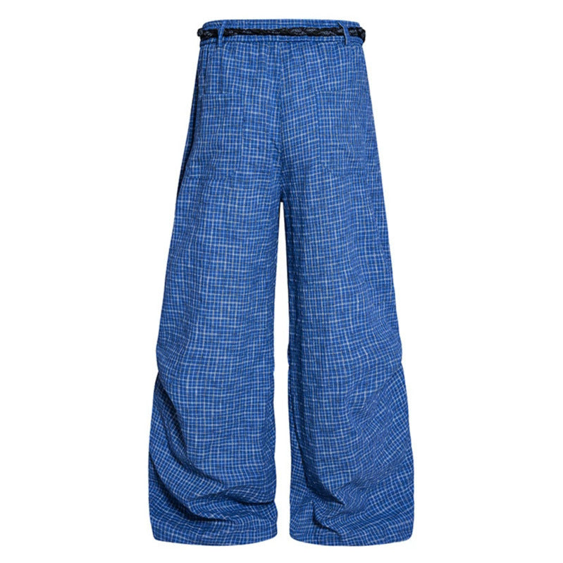 Damen Weite Palazzo‑Hose mit Lagen‑Falten, hohem Bund und dekorativem Kordelgürtel Nord Taschen