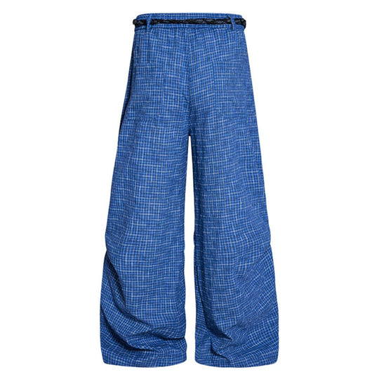 Damen Weite Palazzo‑Hose mit Lagen‑Falten, hohem Bund und dekorativem Kordelgürtel Nord Taschen