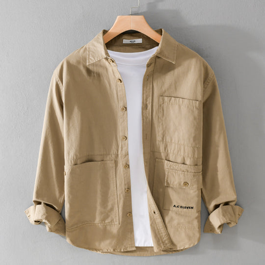 Herren Field-Overshirt aus robustem Baumwoll-Twill mit asymmetrischen Taschen Nord Taschen