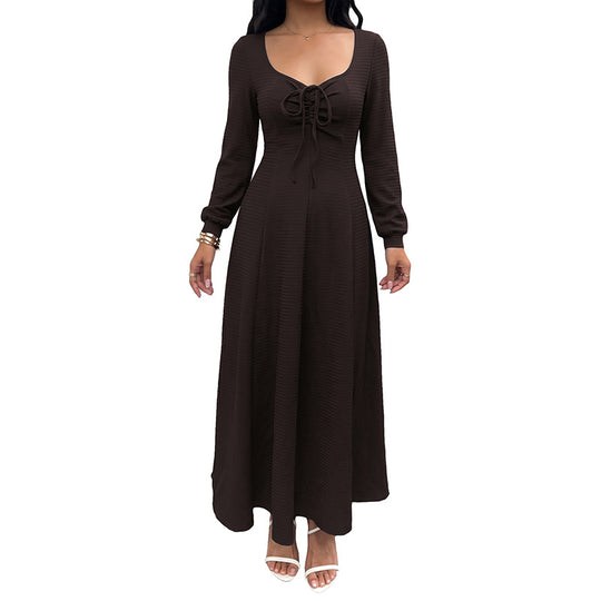 Damen Elegantes Maxikleid mit Schnürdetails Nord Taschen