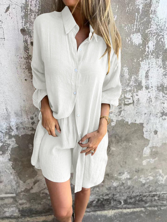 Damen Langärmlige Hemdbluse im Oversize-Stil mit Knopfleiste
