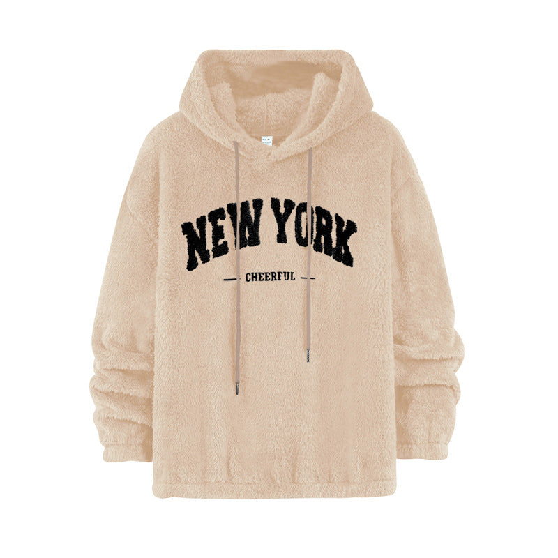 Unisex Kuscheliger Teddy-Fleece-Hoodie mit Chenille-Schriftzug Nord Taschen