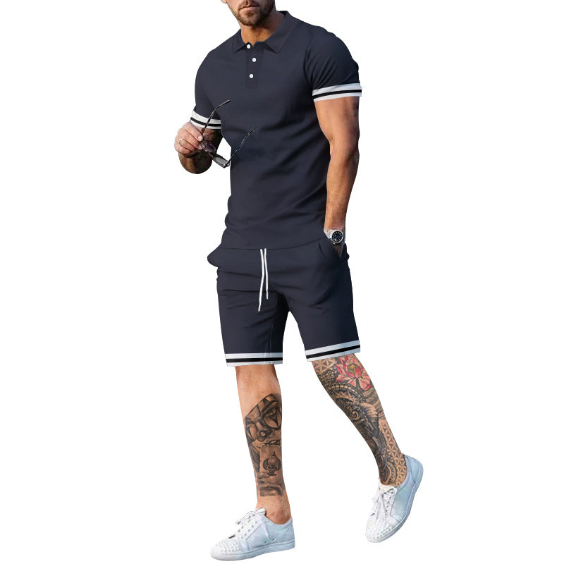 Herren Poloshirt und Shorts-Set mit sportlichen Akzenten