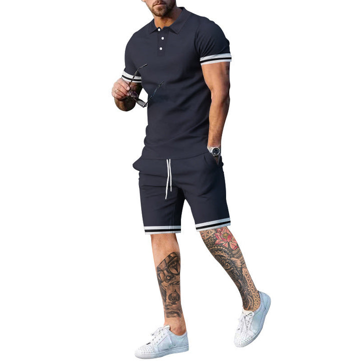 Herren Poloshirt und Shorts-Set mit sportlichen Akzenten