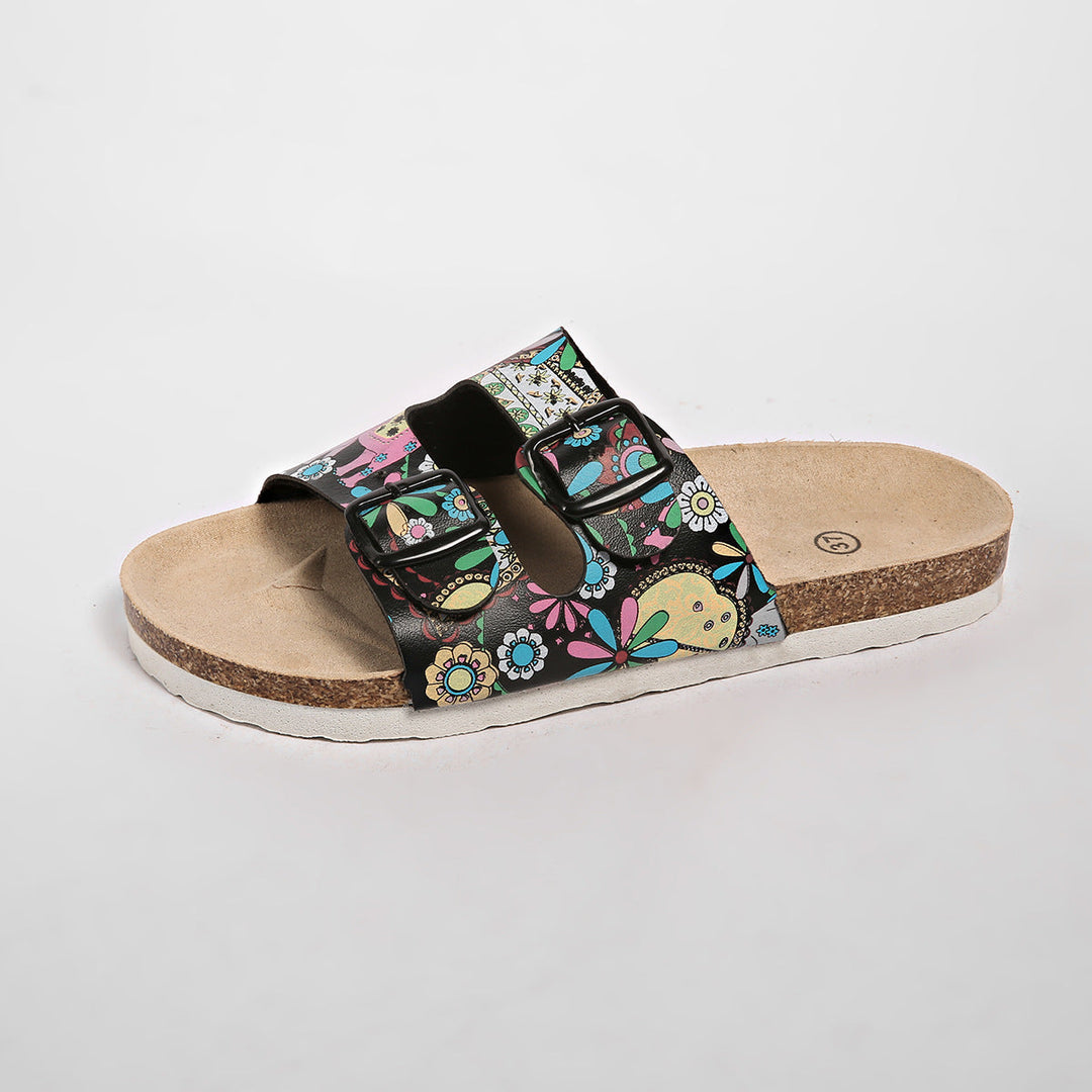 Damen modische Zehentrenner-Sandalen mit floralem Design und anatomischem Fußbett Nord Taschen