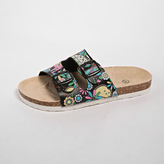 Damen modische Zehentrenner-Sandalen mit floralem Design und anatomischem Fußbett Nord Taschen