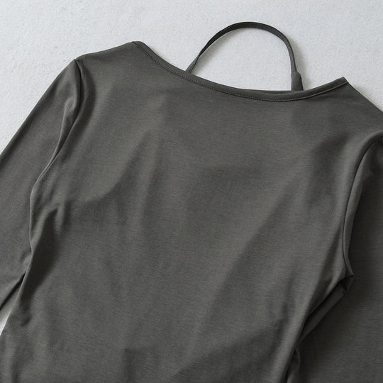 Damen Figurbetontes Langarm-Midikleid mit asymmetrischem Saum, Raffung und Neckholder Nord Taschen