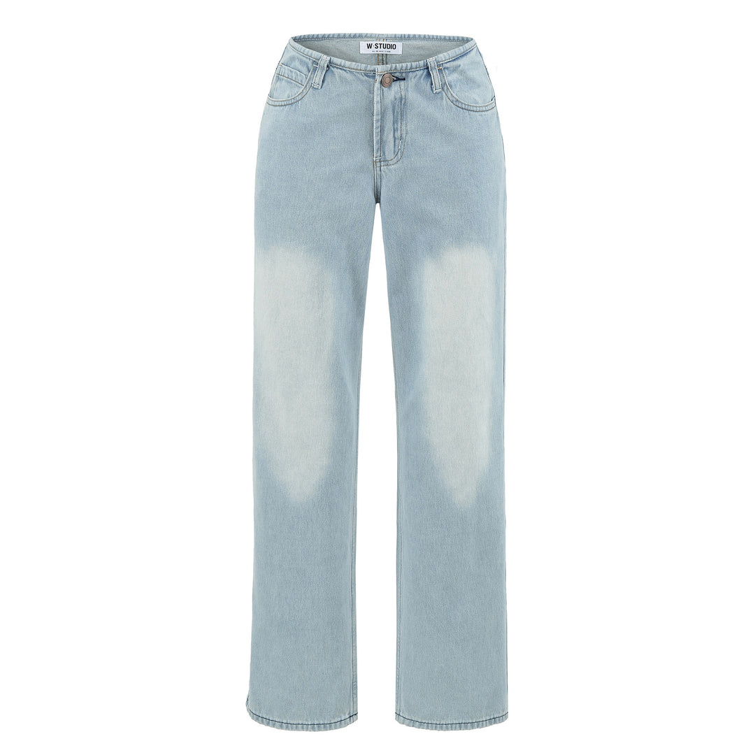 Damen Highwaist Cropped-Jeans mit geradem Schnitt und weitem Bein Nord Taschen