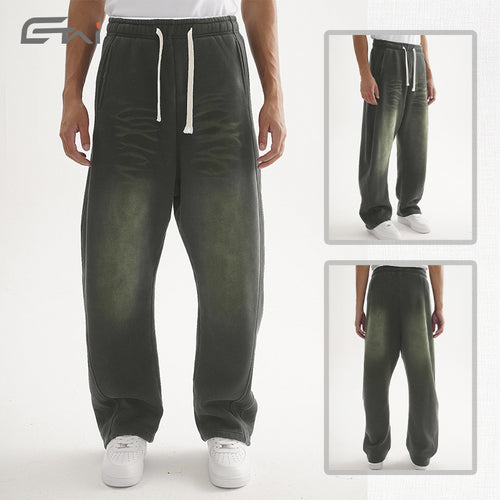 Herren Weite Sweathose im Haremsschnitt mit tiefem Schritt, extra langen Kordeln und Vintage-Fade Nord Taschen
