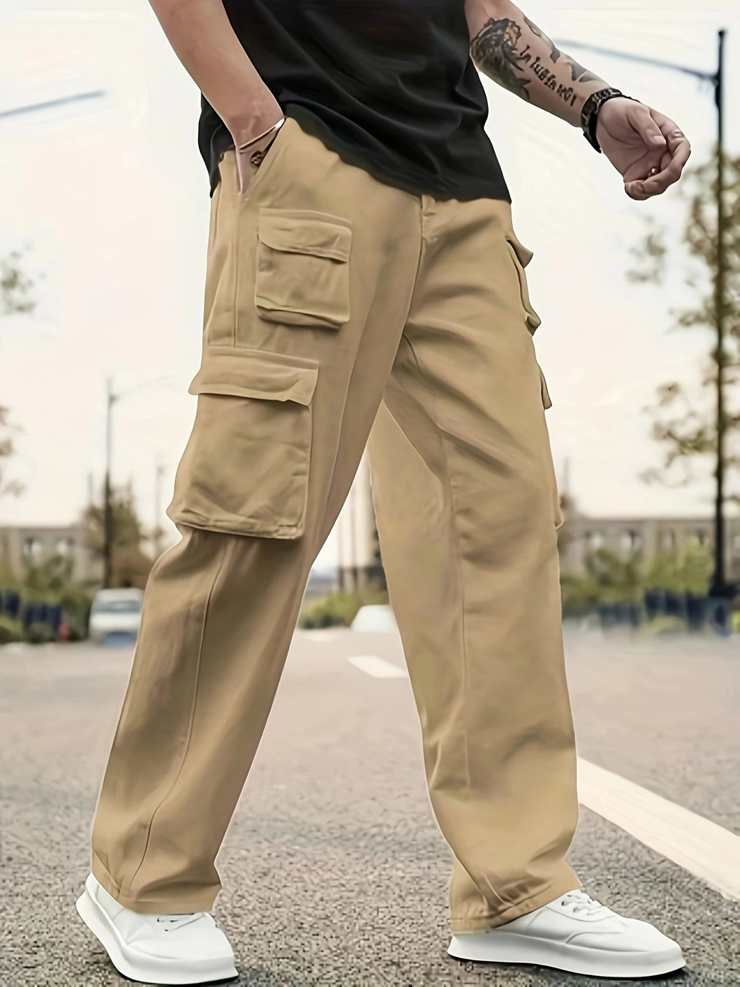 Herren Relaxed-Fit Utility-Cargohose mit großen Klappfächern und elastischem Beinabschluss Nord Taschen