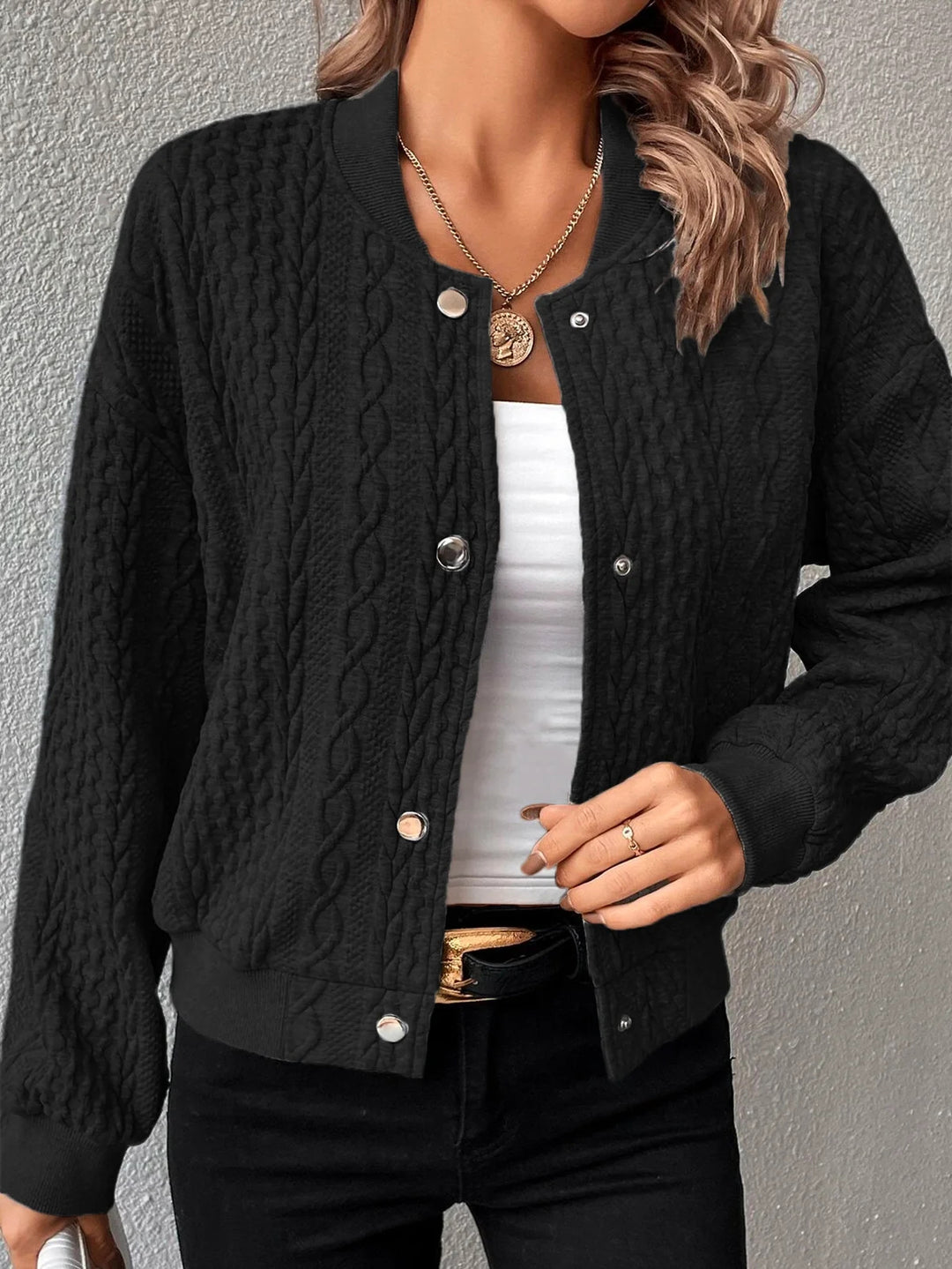 Damen Trendige Strickjacke mit Kabelmuster Nord Taschen