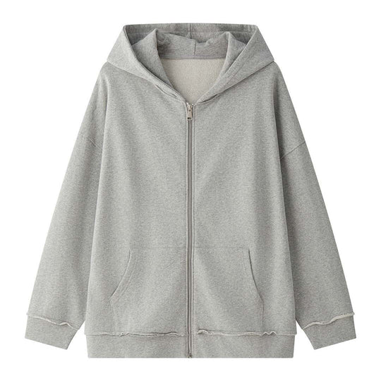 Damen Relaxed-Zip‑Hoodie im Used‑Look mit ausgefransten Kanten Nord Taschen