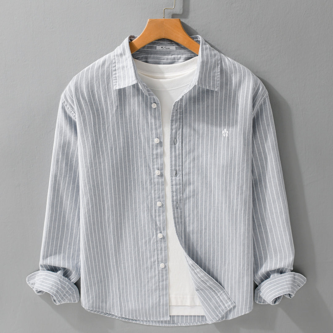 Herren Gestreiftes Layering-Hemd aus feinem Oxford-Baumwollstoff mit entspanntem Schnitt Nord Taschen