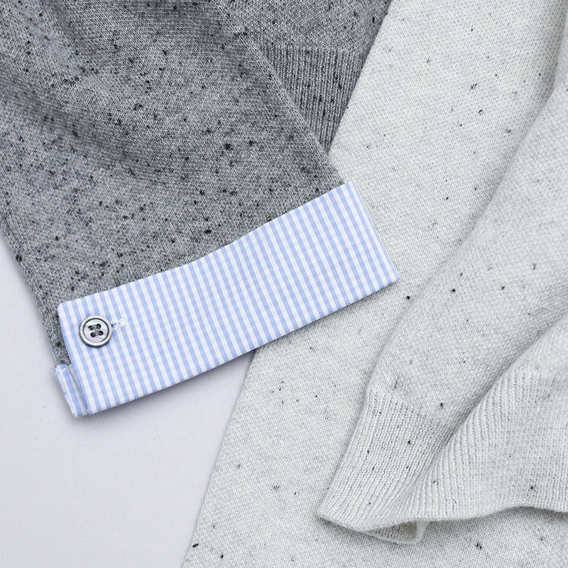 Damen Kurz geschnittener Feinstrick-Cardigan mit kontrastierenden Hemdblusenmanschetten Nord Taschen