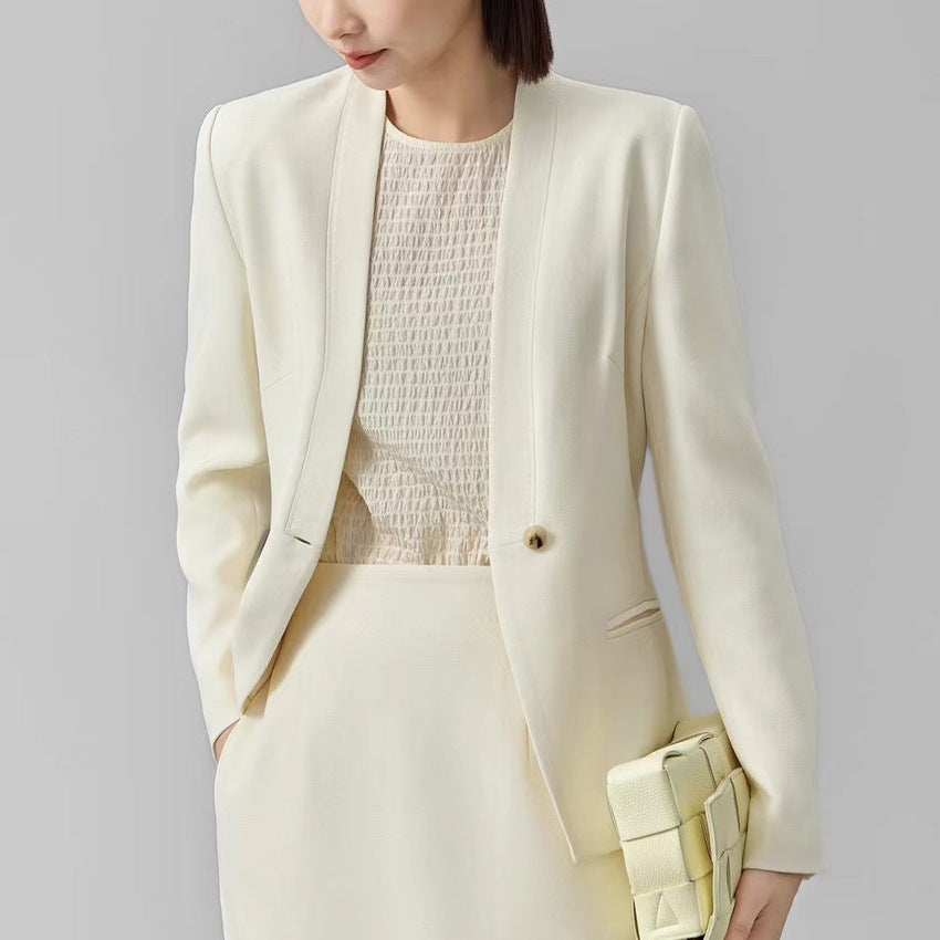Damen Figurbetonter Ein-Knopf-Blazer mit minimalistischer V-Front und Einschubtaschen Nord Taschen
