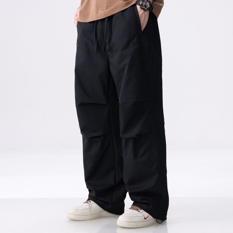Herren Weite Cargo-Hose mit Tunnelzug, Knie-Panels und seitlichen Zierstreifen Nord Taschen