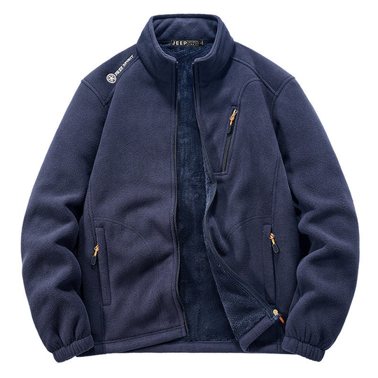 Herren Thermo‑Fleecejacke mit Sherpa‑Innenfutter, Stehkragen und Reißverschlusstaschen Nord Taschen